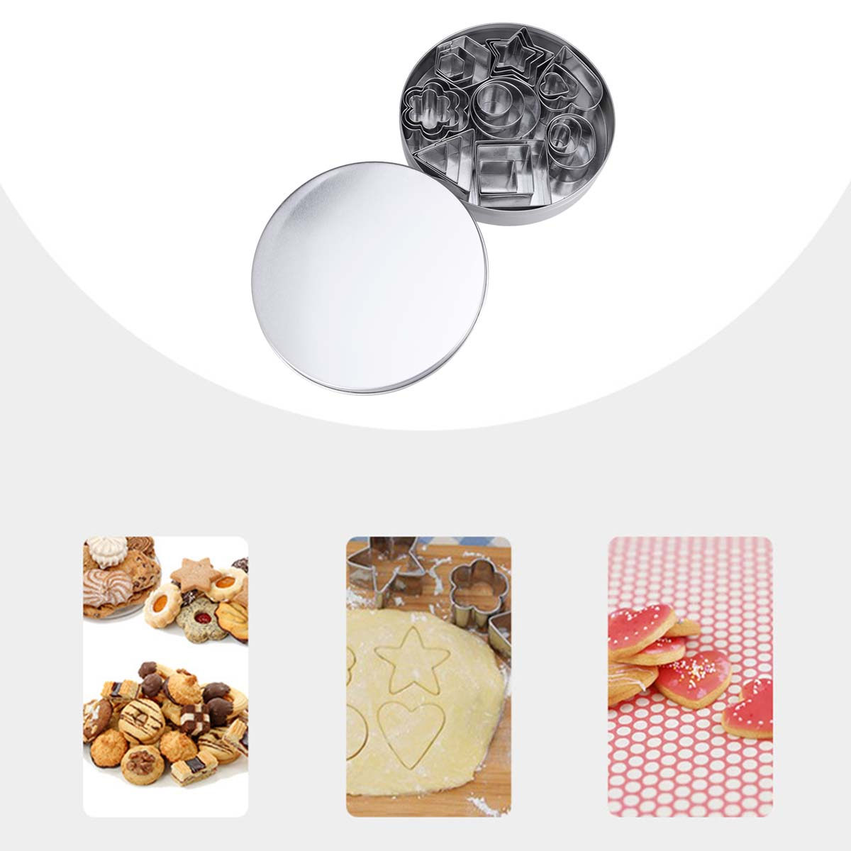 Baking Kitchen Set - Paslanmaz Çelik Kurabiye Kalıpları Seti, Mini